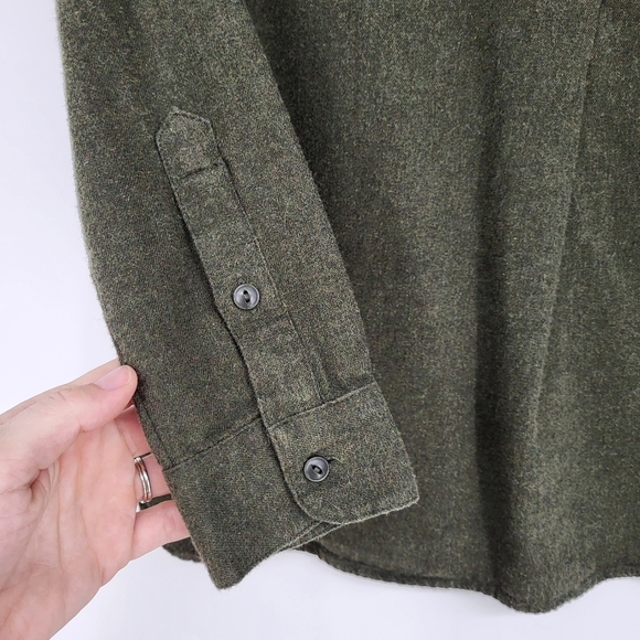 Madewell Classic Flannel Ex-Boyfriend Button Back Green 100% Cotton Size Small - Picture 7 of 7
